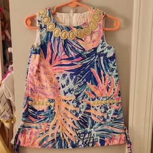 2T Lilly Pulitzer Blue and Pink Blouse with Tropical Print